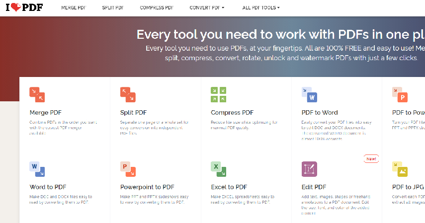 Online Melalui iLovePDF - Merubah File JPG ke PDF